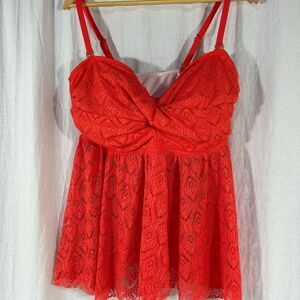 Elegant orange Lace Swim Dress